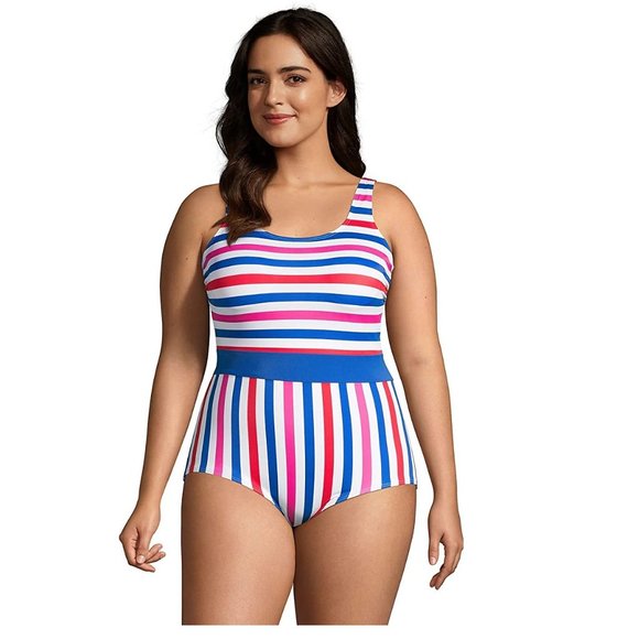 NWT Lands' End Womens Scoop Neck Soft Cup Tugless One Piece Size 18 $90 6D543 - Picture 1 of 2